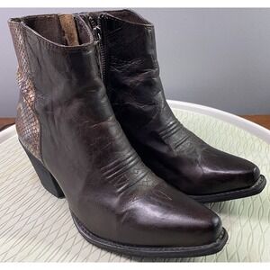 Ariat‎ Carmelita Womens Dark Brown Ankle Bootie W/Snakeskin Trim Sz.6.5 B